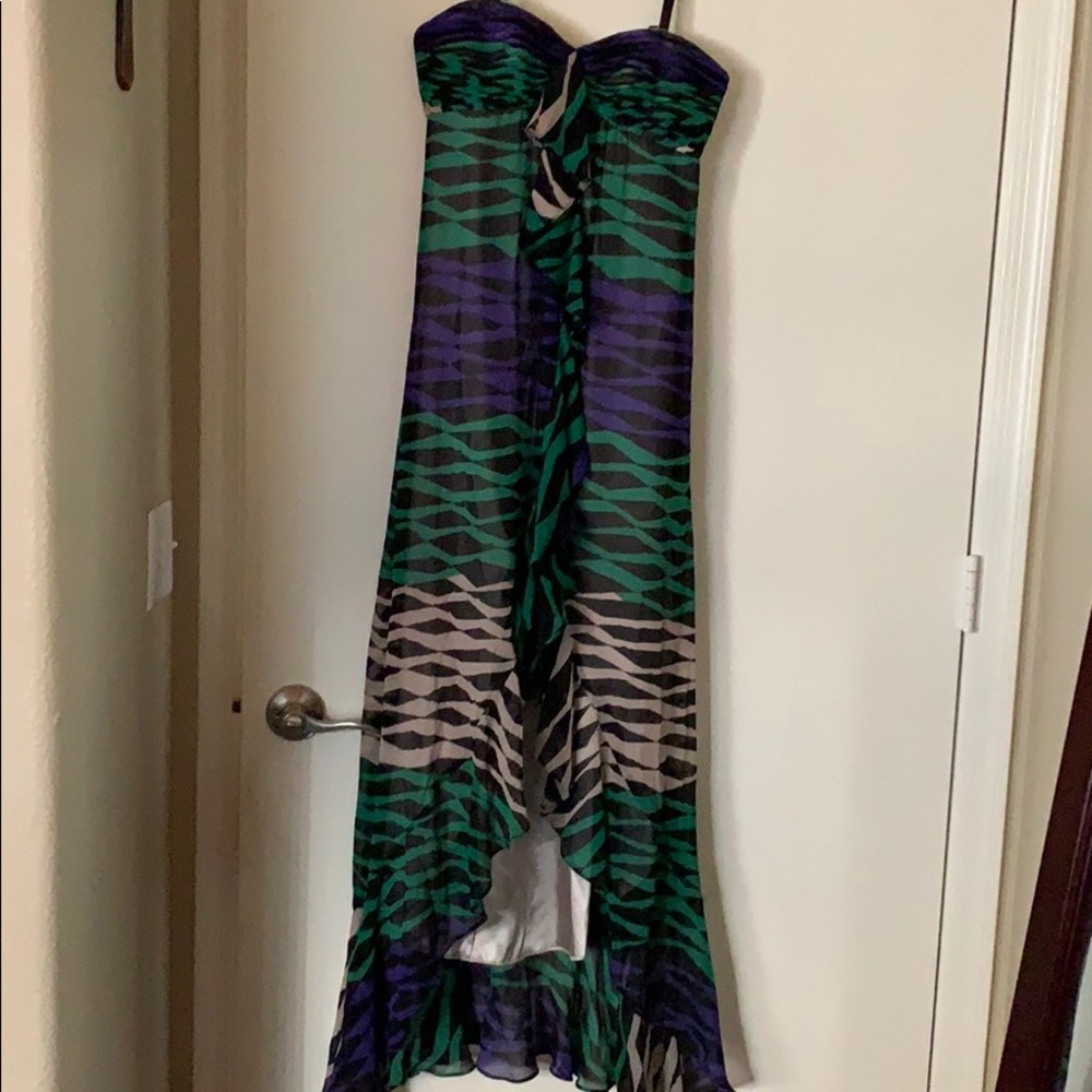 BCBGMaxAzria strapless gown size 0 in Evergreen.